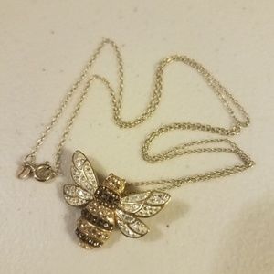 Sterling silver bumblebee pendant necklace